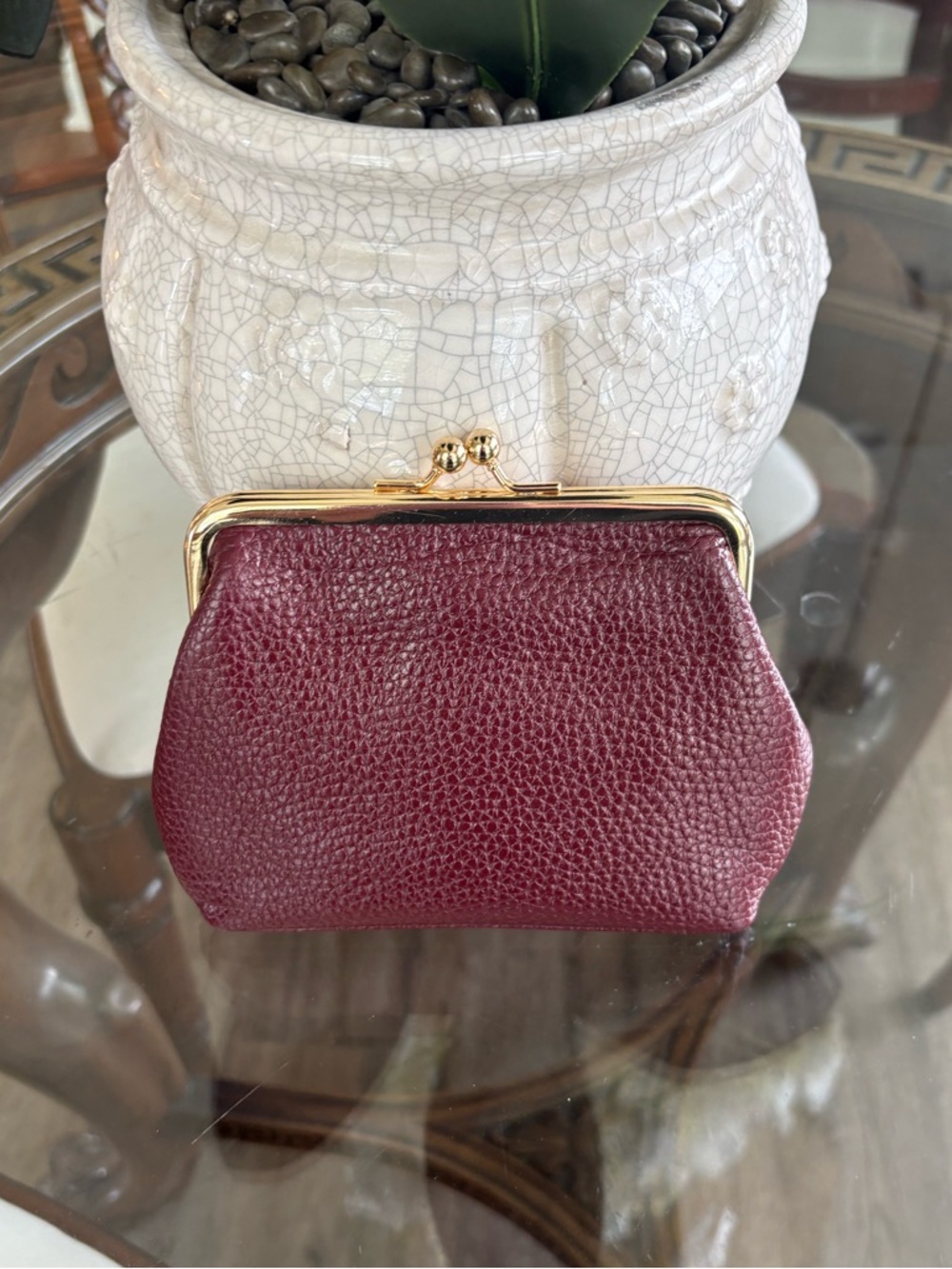 ♥️♥️DOONEY & BOURKE LARGE PEBBLED LEATHER KISS LOCK COIN PURSE!♥️♥️ - Picture 2 of 6